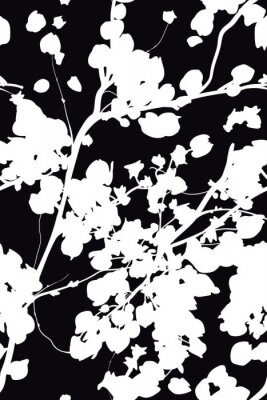 Sticker black and white abstract flowers pattern