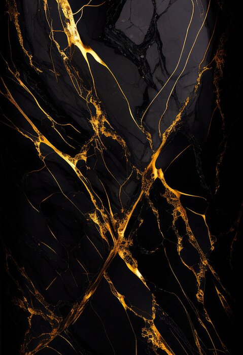 Sticker Black marble with gold veins