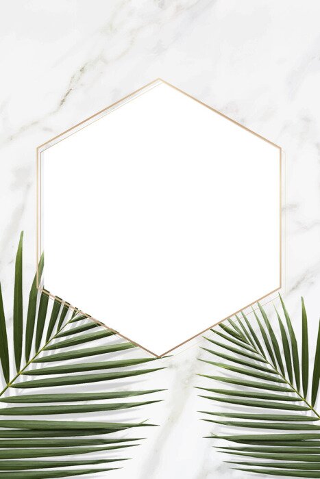 Sticker Blätter und Rahmen auf Marmor-Hintergrund