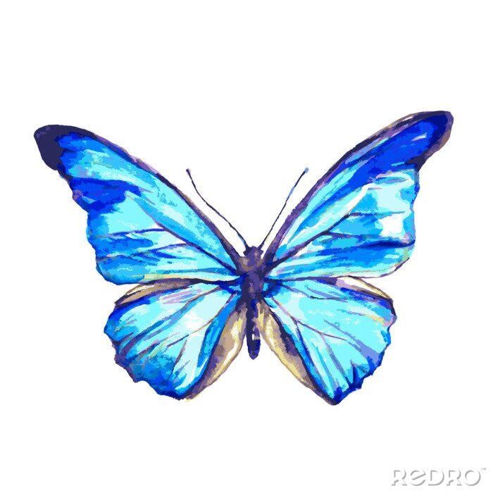Sticker Blau geflügelter Schmetterling