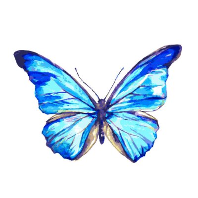 Sticker Blau geflügelter Schmetterling