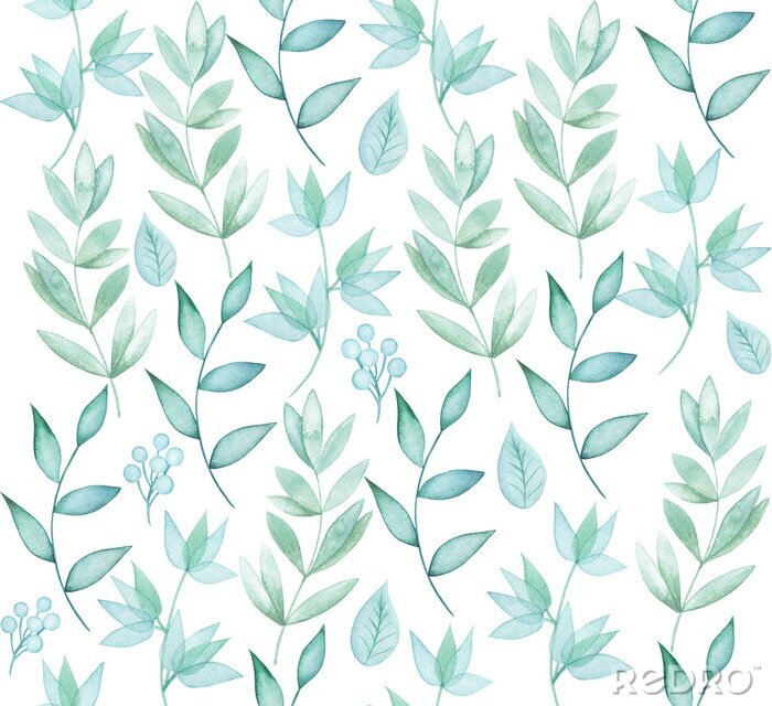 Sticker Blaue Aquarellzweige