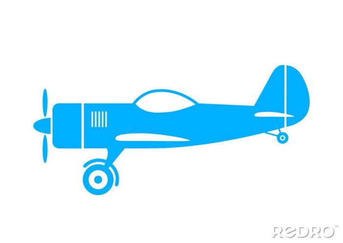 Sticker Blaue Flugzeug-Symbol auf weißem Hintergrund