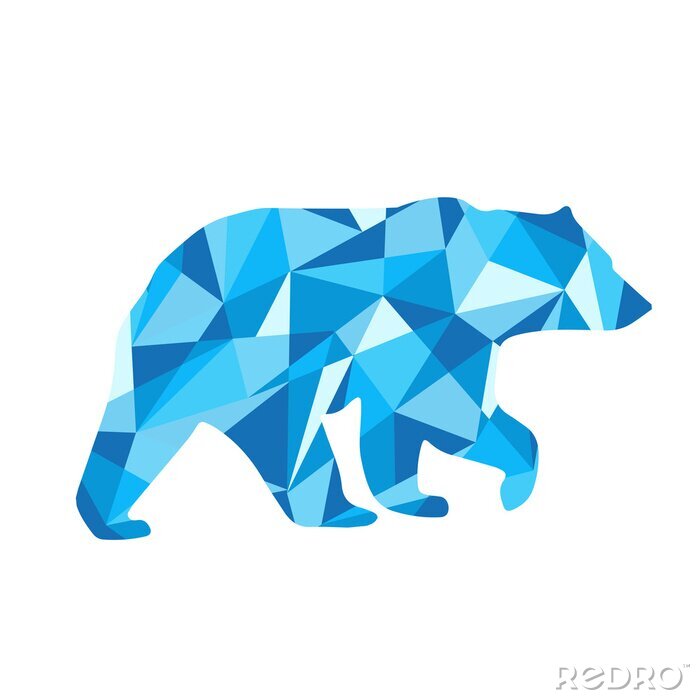 Sticker Blaue Komposition mit einem geometrischen Bären