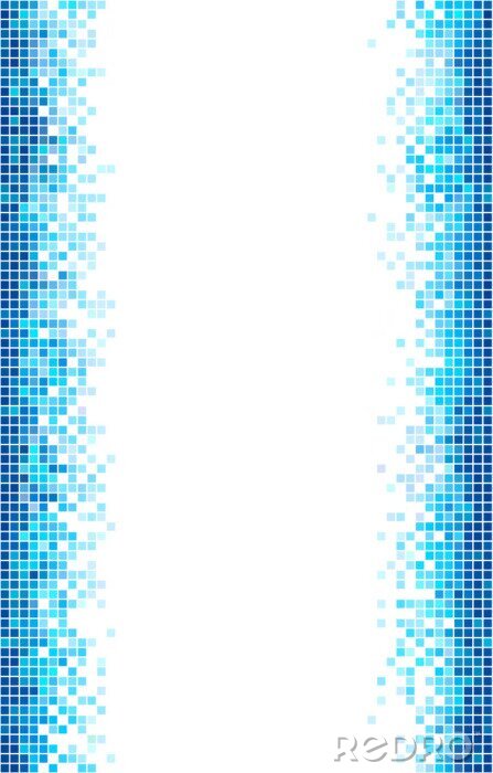 Sticker Blaue und weiße Mosaik-Vektor-Vorlage mit Kopie Raum.