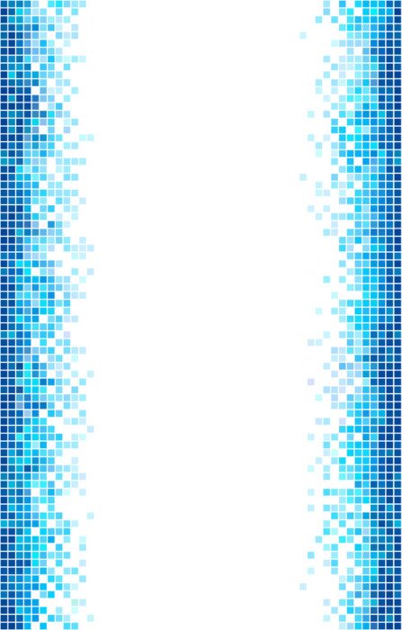 Sticker Blaue und weiße Mosaik-Vektor-Vorlage mit Kopie Raum.