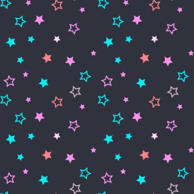 Sticker Blaue violette und orangefarbene Sterne dunkler Hintergrund