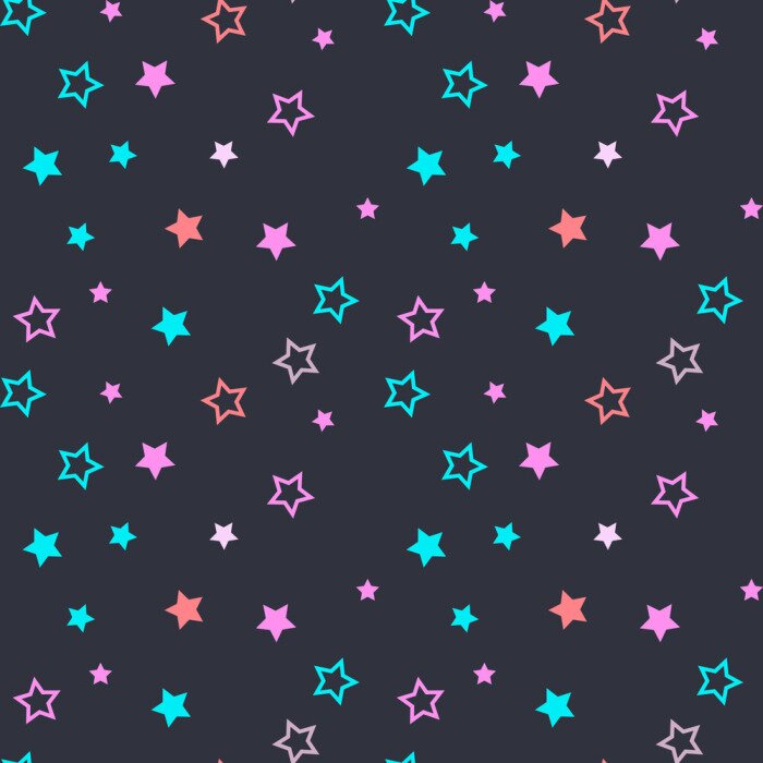 Sticker Blaue violette und orangefarbene Sterne dunkler Hintergrund