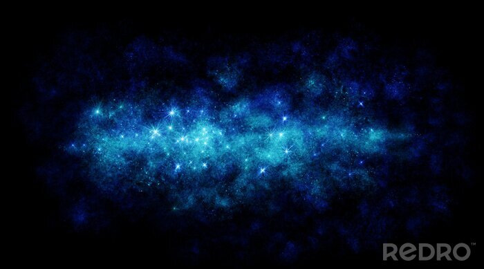 Sticker Blauer Nebel im dunklen Weltraum