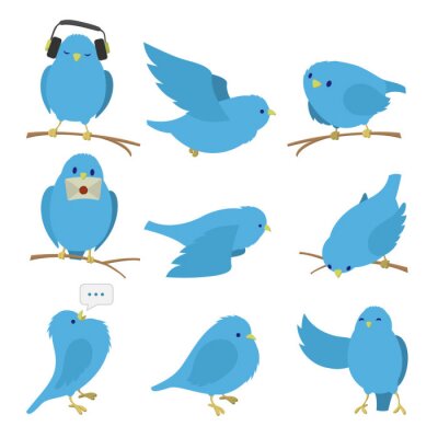 Sticker Blauer Vogel in verschiedenen Variationen