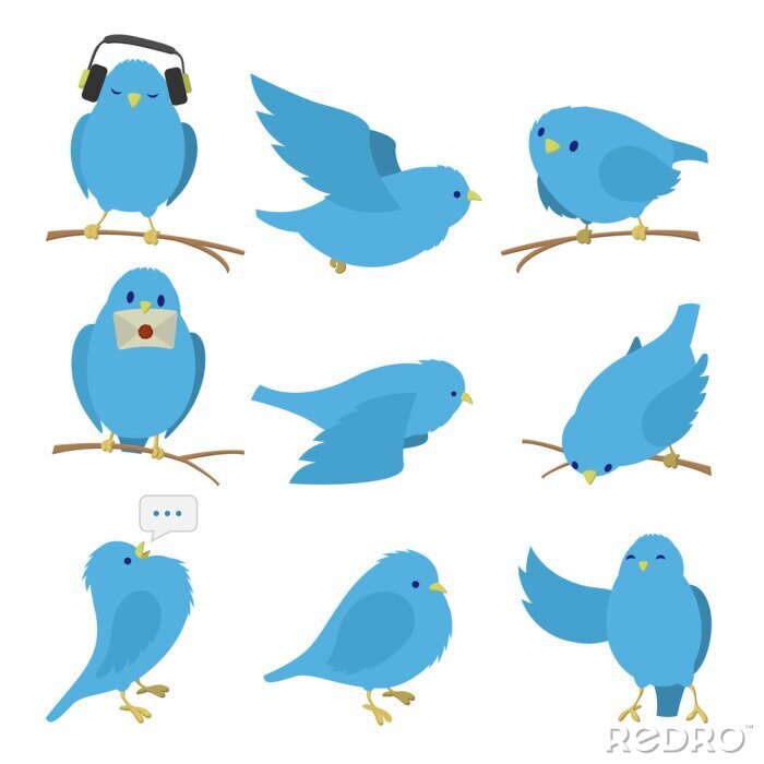 Sticker Blauer Vogel in verschiedenen Variationen