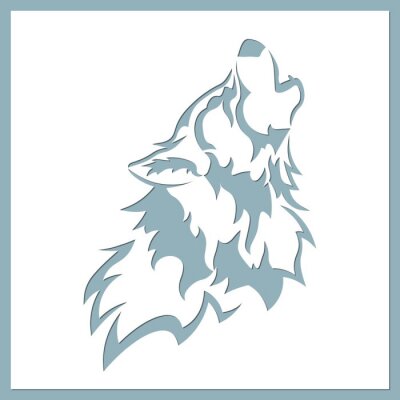 Sticker Blauer Wolf Kopf im Profil