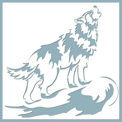 Sticker Blauer Wolf mit weißen Elementen im Rahmen