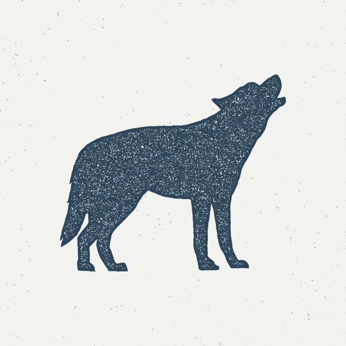 Sticker Blauer Wolf mit weißen Punkten gefüllt