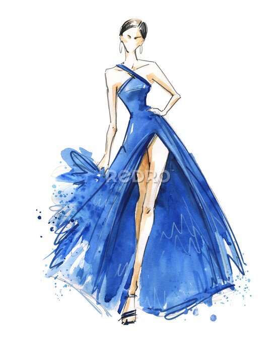 Sticker Blaues Kleid Modedesign