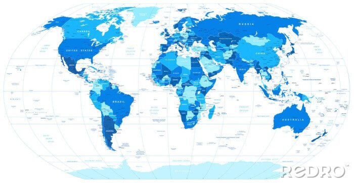 Sticker Blaues Motiv mit Weltkarte