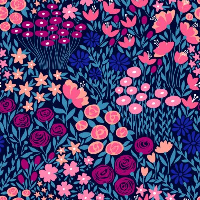 Blaues und rosa Blumenmuster