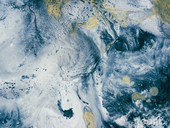 Sticker Blaugelber flüssiger Marmor