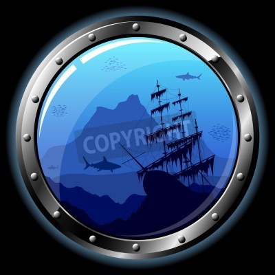 Sticker Blick aus dem Schiffsfenster