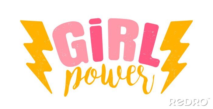 Sticker Blitze und Aufschrift Girl Power