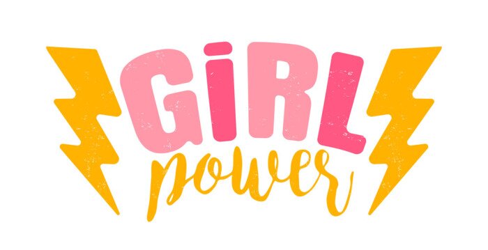 Sticker Blitze und Aufschrift Girl Power