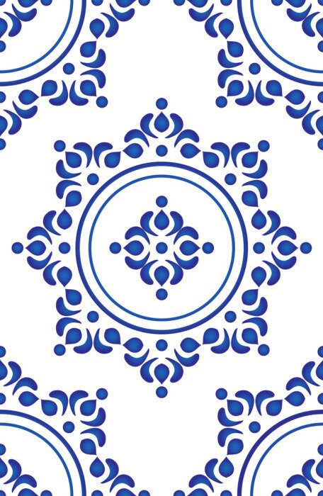 Sticker blue tile pattern vector