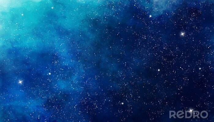 Sticker Blue watercolor space background. Illustration painting
