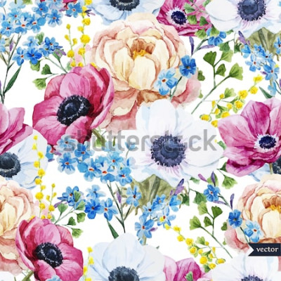 Sticker Blumen auf einem Feld Komposition