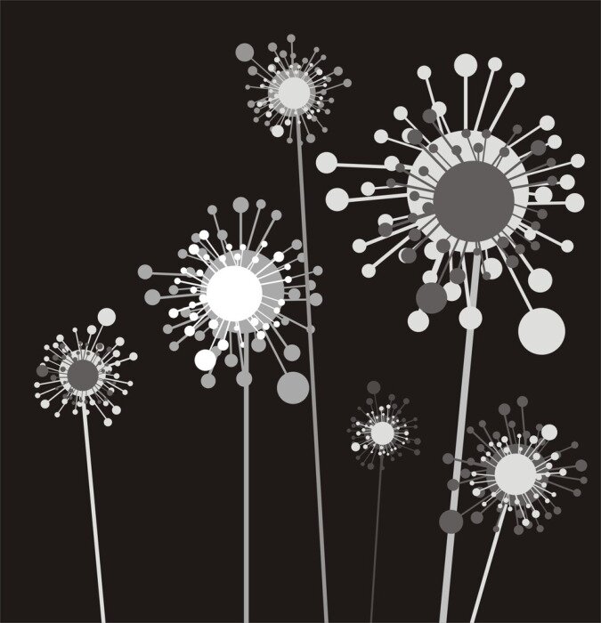 Sticker Blumen auf einer modernen Grafik