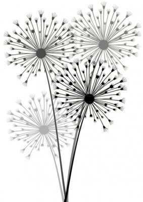 Sticker Blumen auf einer Schwarz-Weiß-Darstellung