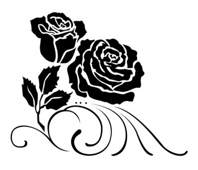 Sticker Blumen auf einer schwarz-weißen Grafik