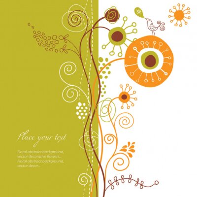 Sticker Blumen für Kinder auf einer farbigen Illustration