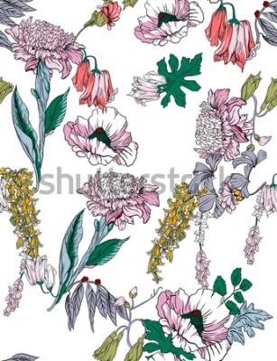 Sticker Blumen im botanischen Stil