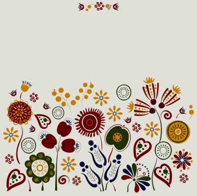 Sticker Blumen im Volksstil