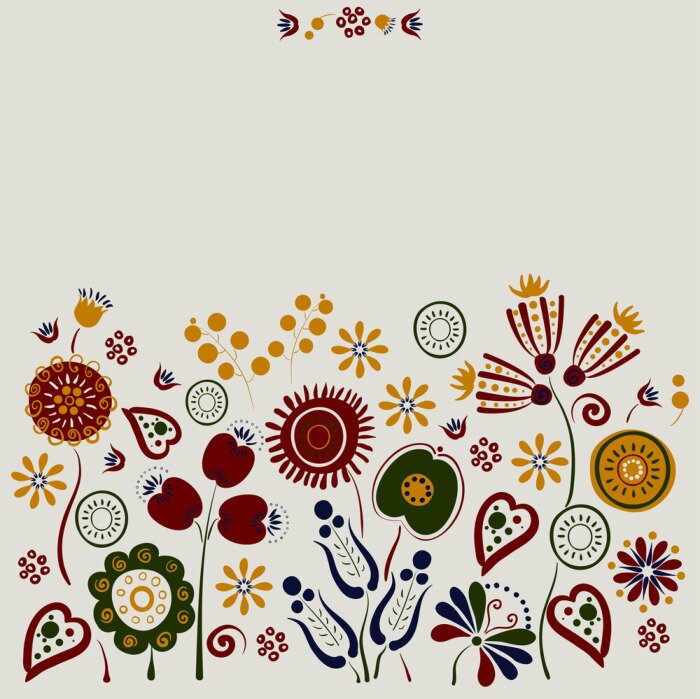 Sticker Blumen im Volksstil