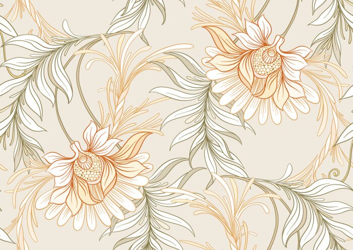 Sticker Blumen in einem Ornament angeordnet