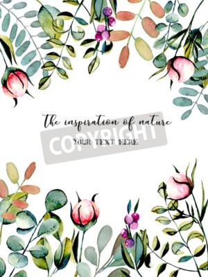 Sticker Blumen mit Blättern umgeben die Inschrift