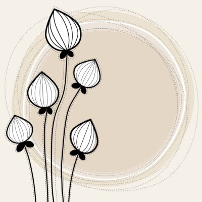 Sticker Blumenknospen auf einer minimalistischen Grafik