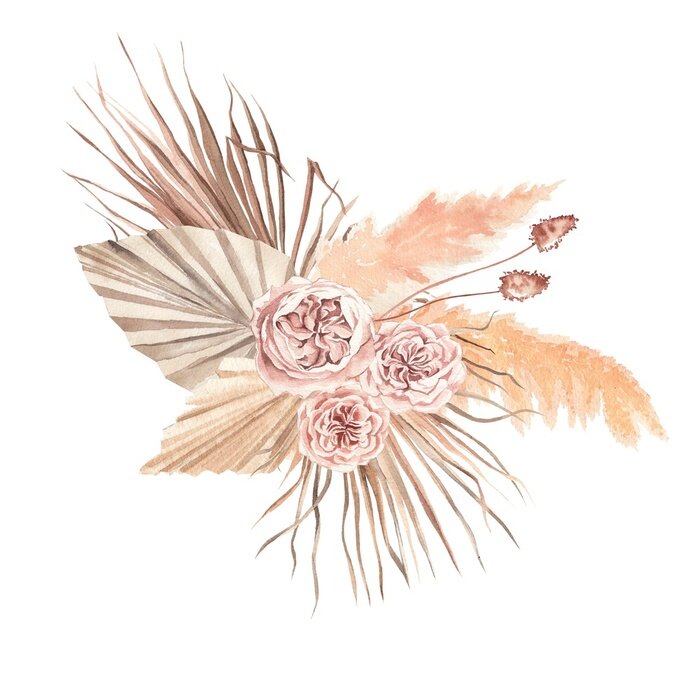 Sticker Blumenstrauß mit Pampasgras