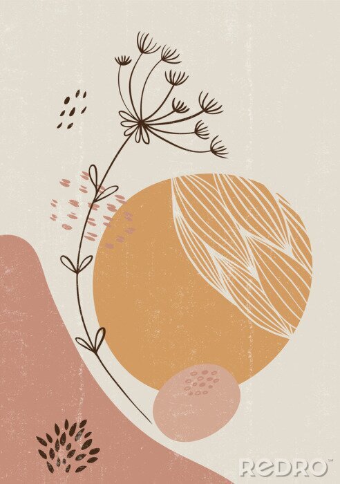 Sticker Boho-Illustration mit Zweig