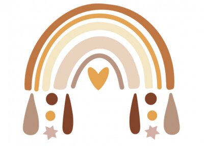 Sticker Boho Regenbogen in Brauntönen