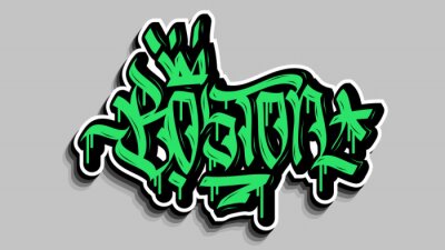 Sticker Boston Massachusetts Usa Hand Lettering Graffiti Tag Style Sticker Design.