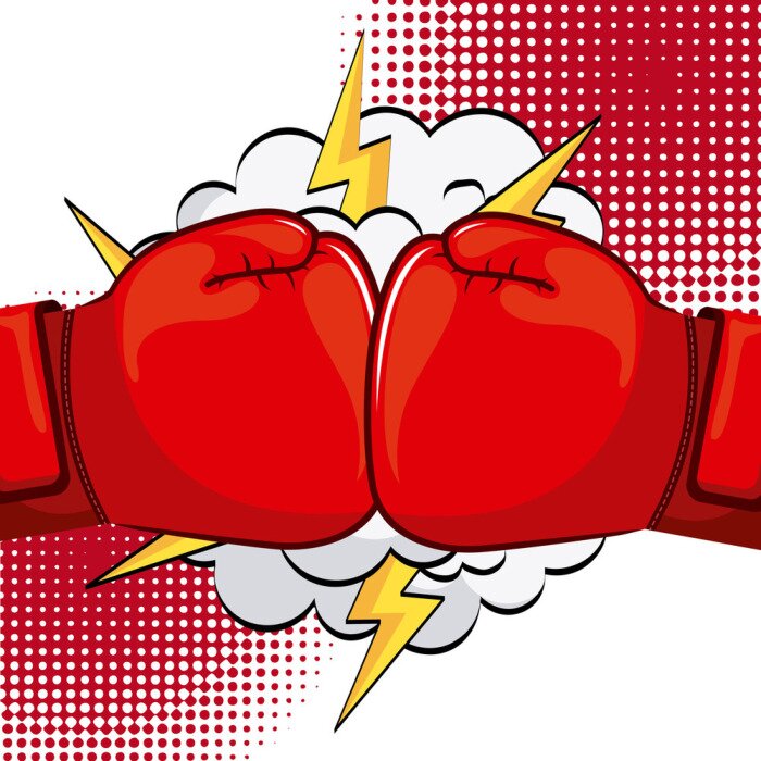 Sticker Boxen Boxhandschuhe mit Blitzen