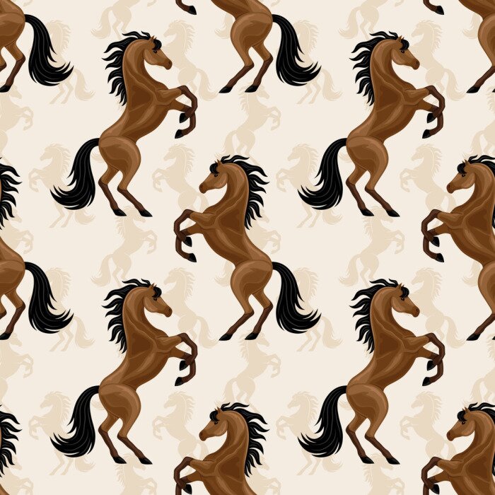 Sticker Braune Pferde auf beigem Hintergrund