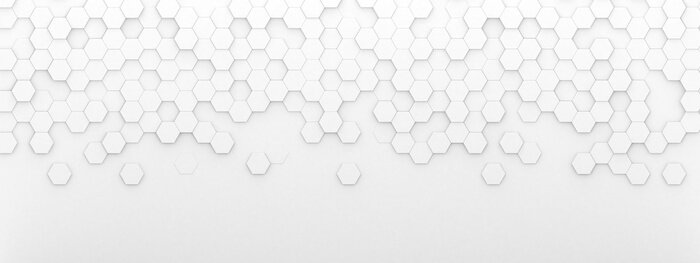 Sticker Bright white abstract hexagon wallpaper or background - 3d render