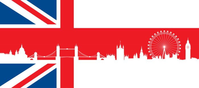 Sticker Britische Flagge mit sehr detaillierte Silhouette Skyline von London