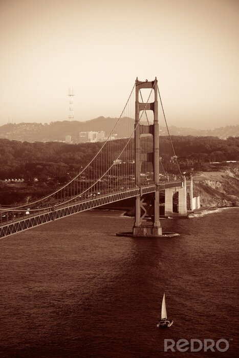 Sticker Brücke in San Francisco im Vintage-Stil