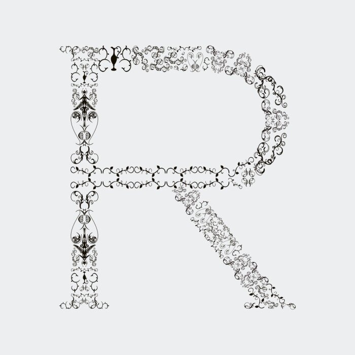 Sticker Buchstabe R verziert