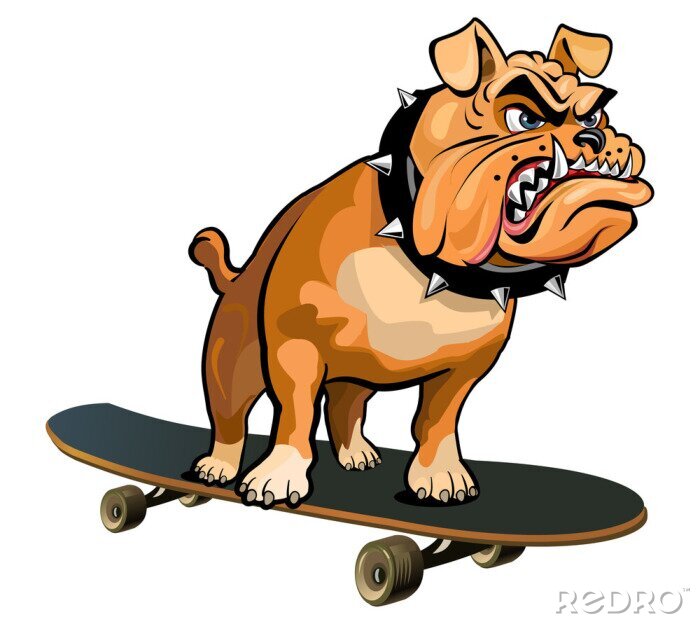 Sticker Bulldog On A Skate Board