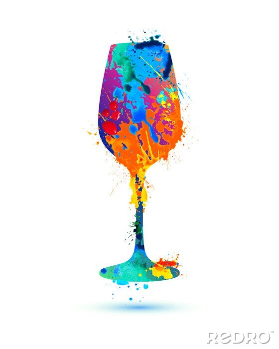 Sticker Bunte abstrakte Grafik ein Glas Wein
